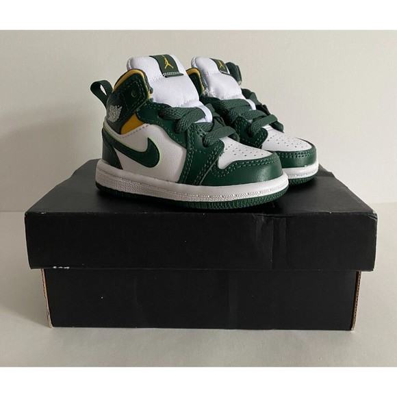 Nike Air Jordan 1 Mid TD Sonics Baby Toddle Size 3c Green White 640735-371 NEW